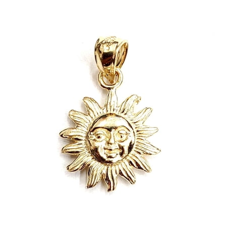 14k yellow gold solid sun sol pendant charm astrology fine jewelry 0.55" 2.4g