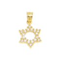 thumbnail image 1 of 14k yellow gold star of David Israel pendant cubic zirconia fine jewelry 1.2g, 1 of 12