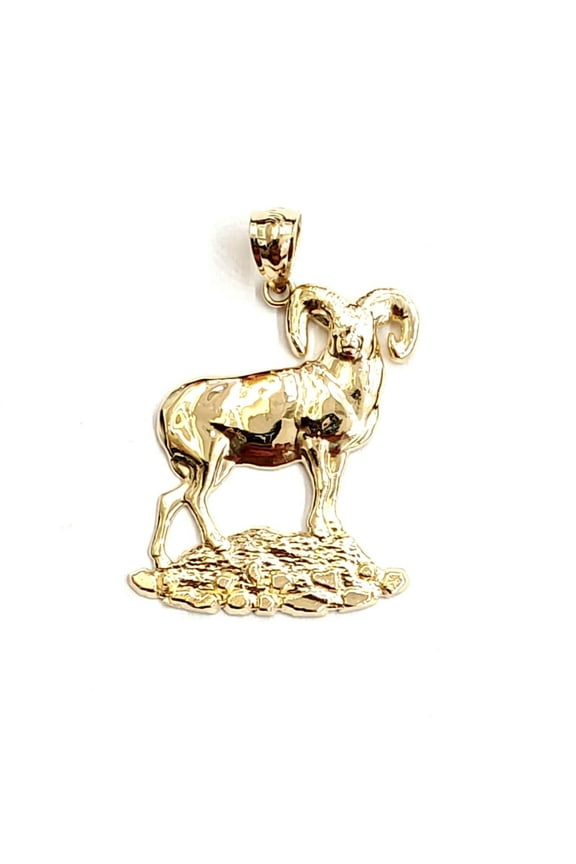 14k yellow solid Gold Ram Aries Zodiac Sign Charm Pendant fine gift jewelry 2.6g