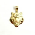 thumbnail image 1 of 14k yellow solid Gold tiger male head face Pendant diamond cut fine jewelry 2g, 1 of 12