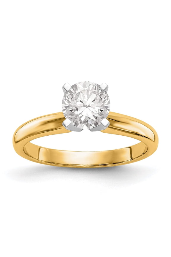 14kTwo-Tone 1.5 carat Medium-Weight Knife Edge/Half-Round 4-Prong Round Solitaire Ring Mounting (No Stone Included)