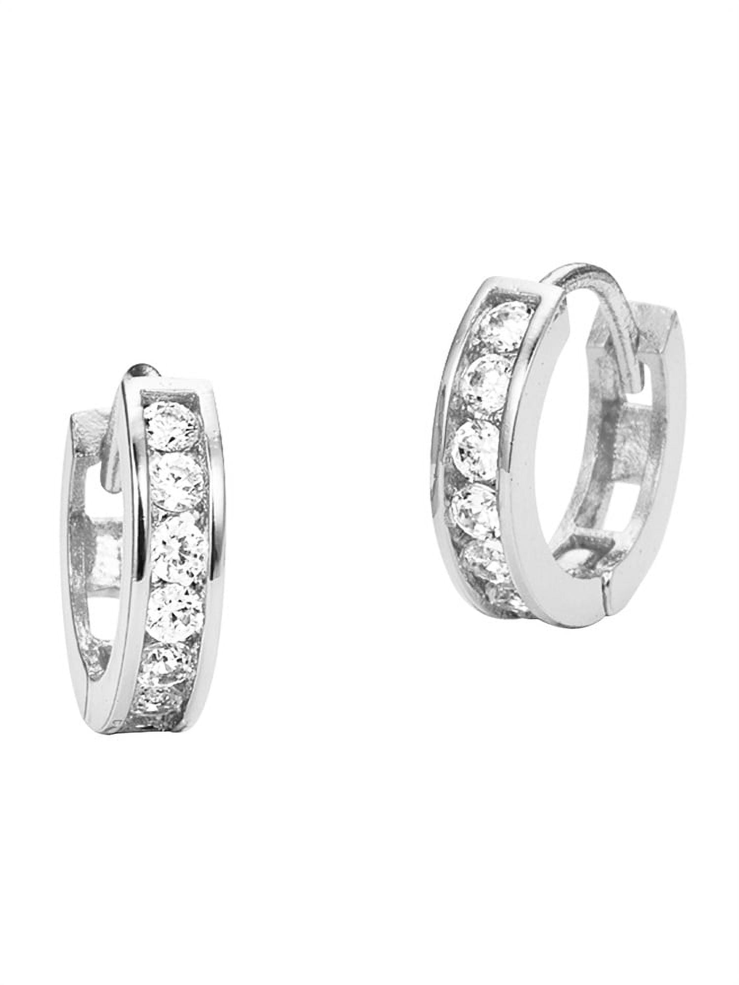 14kWhite Gold 12mm x 2.5mm Channel Huggie Children Baby Girls Hoop