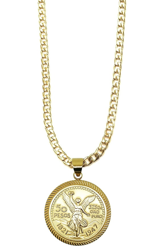14kt Centenario Pendant & 24" Necklace Gold Plated - Dije De Centenario Y 24" Cadena