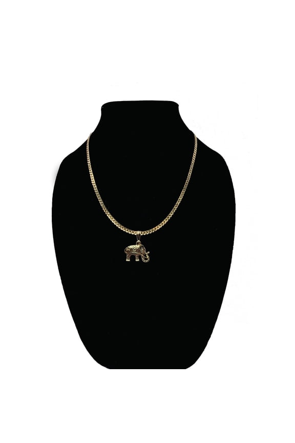 14kt Bonded Gold Chain Necklace, Cuban Chain Elephant Necklaces for Women and Men, Best Christmas Gift for, Her, Him - 14kt Bonded Gold Jewelry by Artisan Jeweler