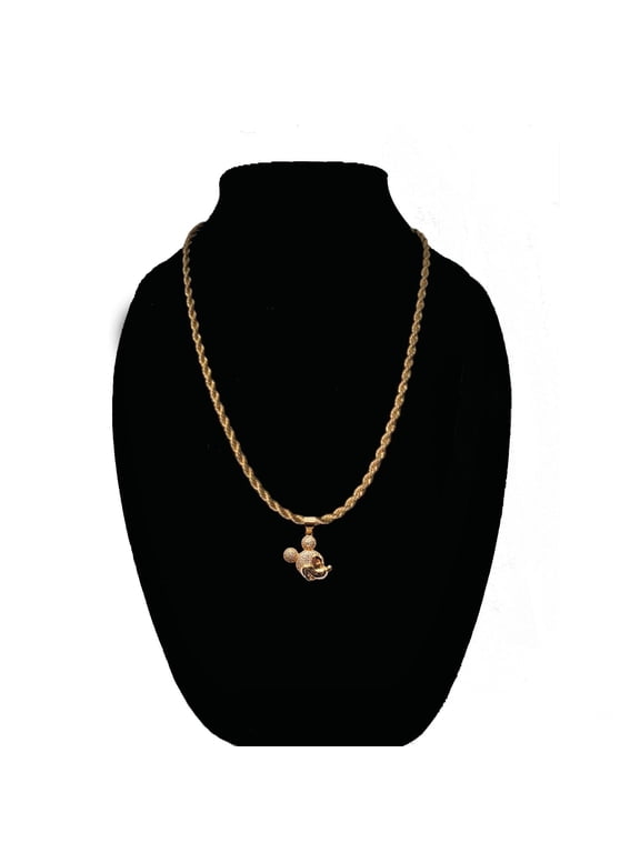 14kt Gold Chain Necklace, Cuban Chain Mickey Mouse Head Necklaces for Women and Men, Best Christmas Gift for,Her, Him - 14kt Bonded Gold Jewelry by Artisan Jeweler