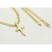 14kt Gold Chain Necklace, Cuban Chain Nugget Cross Necklaces for Women and Men, Best Christmas Gift for, Her, Him - 14kt Bonded Gold Jewelry by Artisan Jeweler