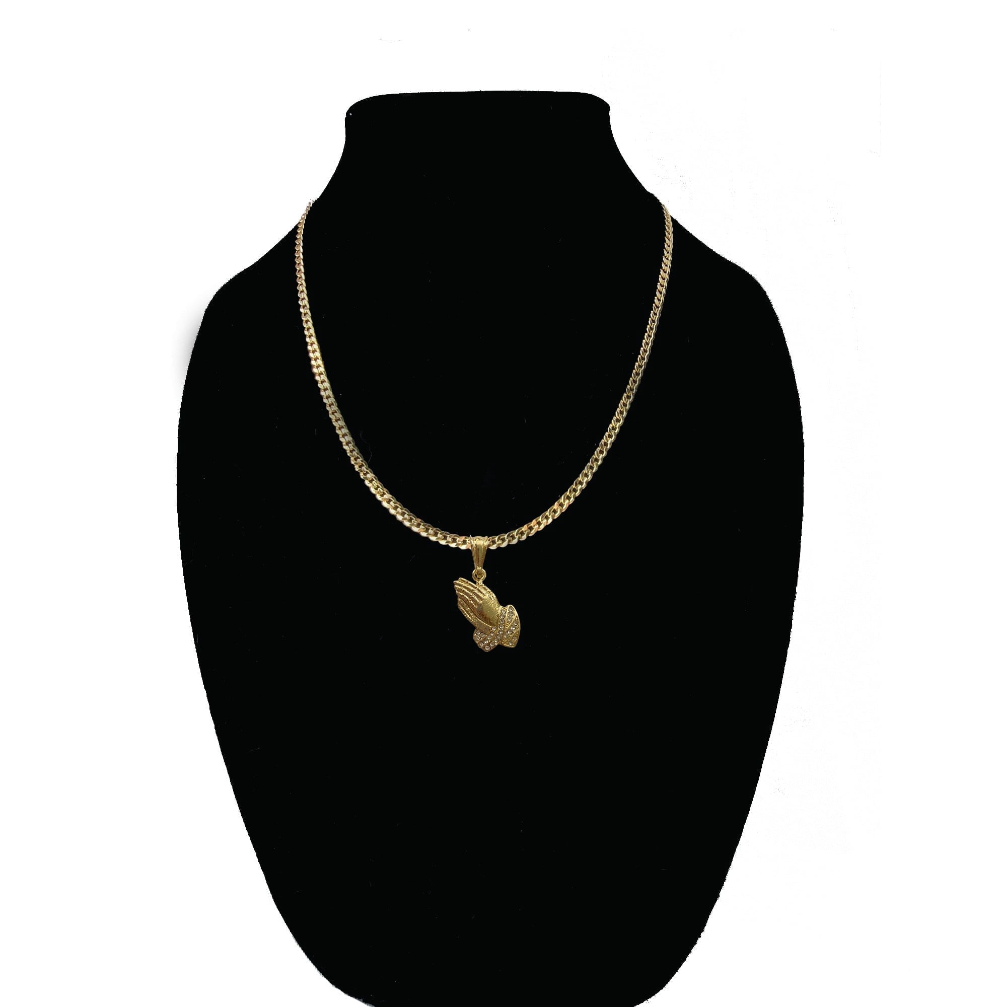 14kt Gold Chain Necklace, Cuban Chain Prayer Hand Necklaces for Women and Men, Best Christmas Gift for,Her, Him - 14kt Bonded Gold Jewelry by Artisan Jeweler