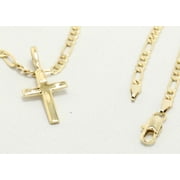 14kt Gold Chain Necklace, Figaro Chain Cross Necklaces for Women and Men, Best Christmas Gift for, Her, Him - 14kt Bonded Gold Jewelry by Artisan Jeweler