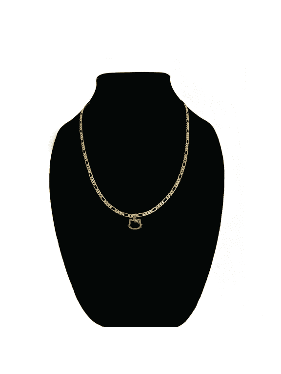 14kt Gold Chain Necklace, Figaro Chain Hello Kitty Necklaces for Women and Men, Best Christmas Gift for, Her, Him - 14kt Bonded Gold Jewelry by Artisan Jeweler