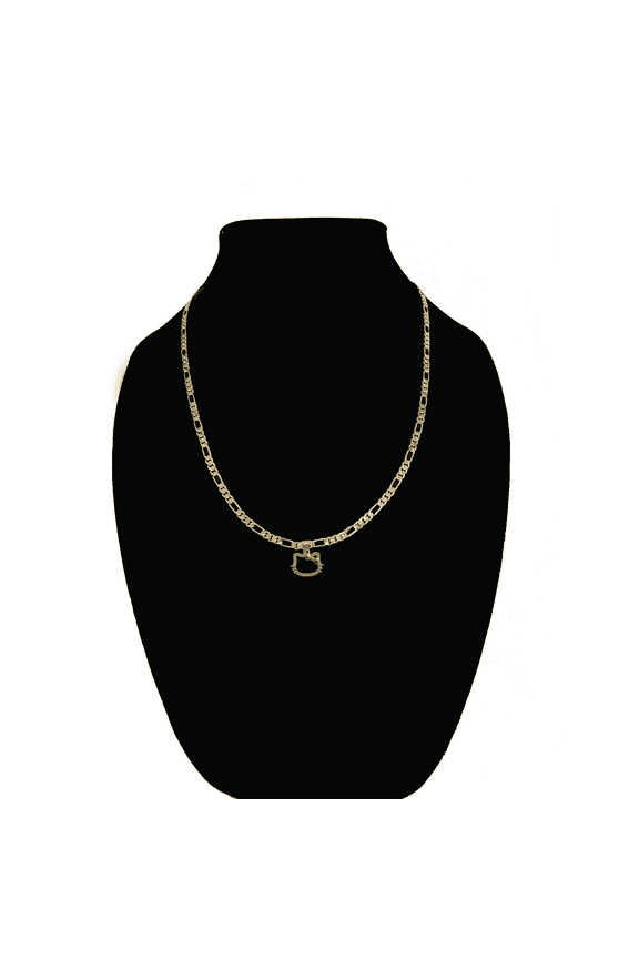 14kt Gold Chain Necklace, Figaro Chain Hello Kitty Necklaces for Women and Men, Best Christmas Gift for, Her, Him - 14kt Bonded Gold Jewelry by Artisan Jeweler