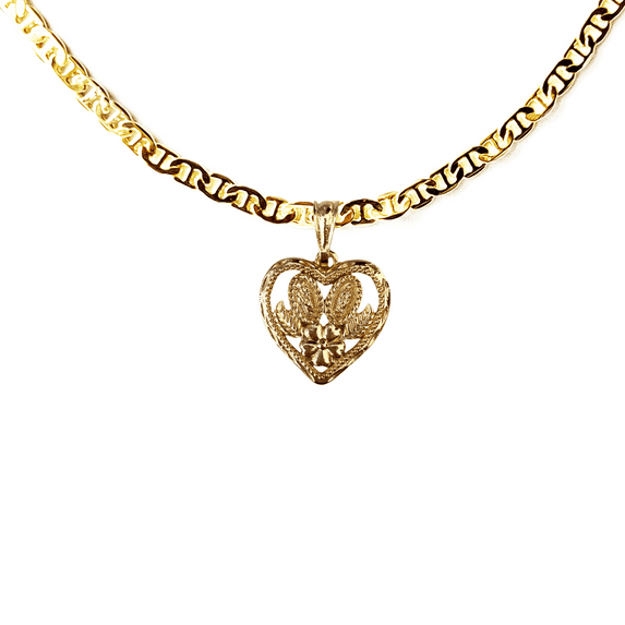 14kt Gold Chain Necklace, Mariner Chain Heart Necklaces for Women and Men, Best Christmas Gift for, Her, Him - 14kt Bonded Gold Jewelry by Artisan Jeweler