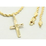 14kt Gold Chain Necklace Clearance, Cuban Chain Cross Necklaces for Women and Men, Best Christmas Gift for Girls, Boys, Her, Him - 14kt Bonded Gold Jewelry Clearance by Artisan Jeweler