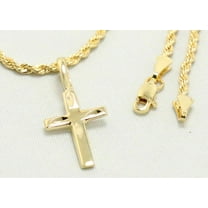 14kt Bonded Gold Chain Necklace, Rope Chain Cross Necklaces for Women and Men, Best Christmas Gift for, Her, Him - 14kt Bonded Gold Jewelry by Artisan Jeweler