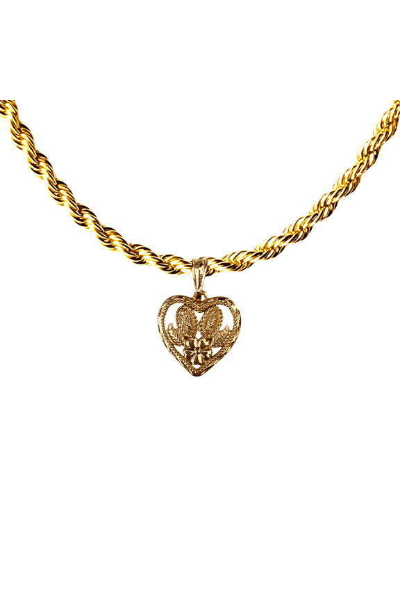 14kt Bonded Gold Chain Necklace, Rope Chain Heart Necklaces for Women and Men, Best Christmas Gift for, Her, Him - 14kt Bonded Gold Jewelry by Artisan Jeweler