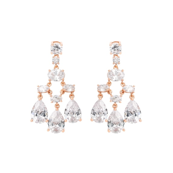 14kt Gold Flash Plated Cubic Zirconia Chandelier Drop Earrings