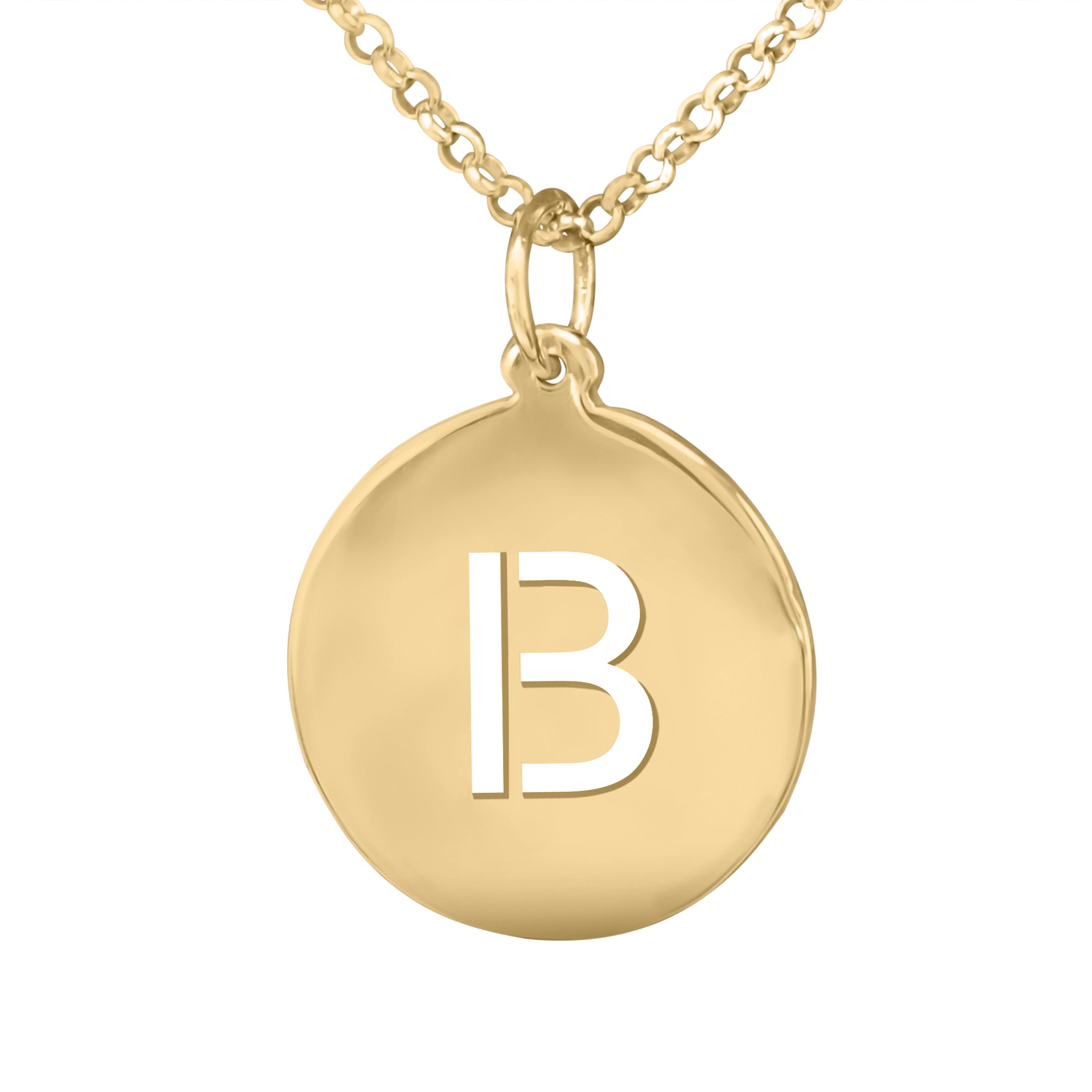 14kt Gold Plated Personalized Cut Out Initial Pendant Disc