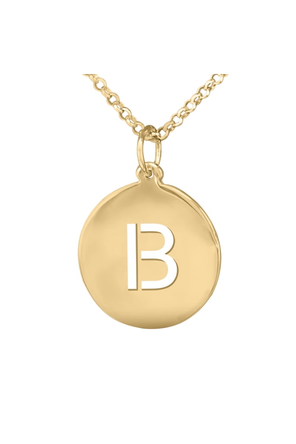 14kt Gold Plated Personalized Cut Out Initial Pendant Disc