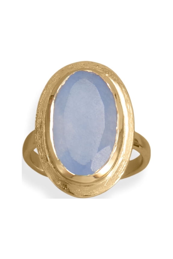14kt Gold Plated Sterling Silver Oval Chalcedony Ring