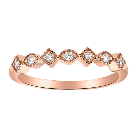 14kt Rose Gold 1/10ct Diamonds Art Deco Vintage Inspired Anniversary Wedding Band Ring