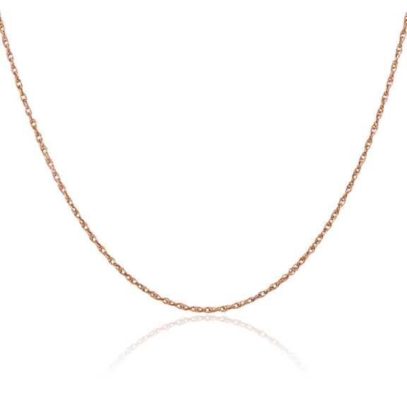 14K Solid Rose Pink Gold 0.7mm Rope Chain Twisted Link Necklace