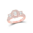 thumbnail image 1 of 14kt Rose Gold Emerald Diamond 3-stone Bridal Wedding Engagement Ring 1-1/2 Cttw, 1 of 1