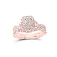 thumbnail image 1 of 14kt Rose Gold Emerald Diamond Halo Bridal Wedding Ring Band Set 1 Cttw, 1 of 1