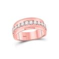 thumbnail image 1 of 14kt Rose Gold Mens Machine Set Round Diamond Wedding Band Ring 1 Cttw, 1 of 1