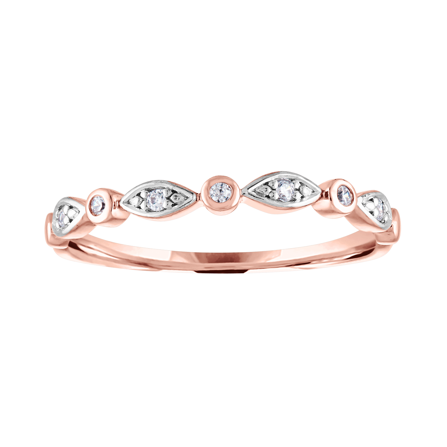 14kt Rose Gold Plated Genuine Diamond Accent Stackable Ring