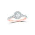 thumbnail image 1 of 14kt Rose Gold Round Diamond Halo Bridal Wedding Engagement Ring 1 Cttw, 1 of 1