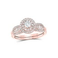 thumbnail image 1 of 14kt Rose Gold Round Diamond Halo Bridal Wedding Ring Band Set 3/4 Cttw, 1 of 4