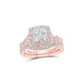 thumbnail image 1 of 14kt Rose Gold Round Diamond Square Bridal Wedding Ring Band Set 1-7/8 Cttw, 1 of 1