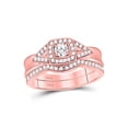 thumbnail image 1 of 14kt Rose Gold Round Diamond Square Halo Bridal Wedding Ring Band Set 1/2 Cttw, 1 of 1