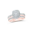 thumbnail image 1 of 14kt Rose Gold Round Diamond Square Halo Bridal Wedding Ring Band Set 1 Cttw, 1 of 1