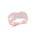thumbnail image 1 of 14kt Rose Gold Womens Baguette Diamond Crossover Band Ring 3/4 Cttw, 1 of 1
