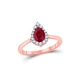 thumbnail image 1 of 14kt Rose Gold Womens Pear Ruby Diamond Halo Solitaire Ring 3/4 Cttw, 1 of 1