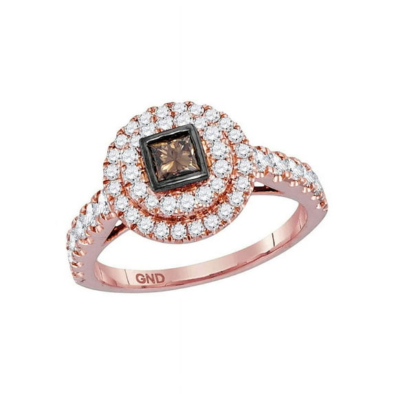 14kt Rose Gold Womens Princess Cognac-brown Diamond Bridal Wedding Engagement Ring 1.00 Cttw