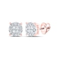 thumbnail image 1 of 14kt Rose Gold Womens Princess Round Diamond Fashion Cluster Earrings 1/2 Cttw, 1 of 1