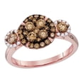 thumbnail image 1 of 14kt Rose Gold Womens Round Brown Diamond Circle Frame Cluster Bridal Wedding Engagement Ring 1.00 Cttw, 1 of 1