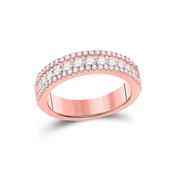14kt Rose Gold Womens Round Diamond Band Ring 1 Cttw