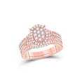 thumbnail image 1 of 14kt Rose Gold Womens Round Diamond Cluster Bridal Wedding Ring Band Set 7/8 Cttw, 1 of 4