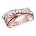 thumbnail image 1 of 14kt Rose Gold Womens Round Diamond Crossover Band Ring 3/8 Cttw, 1 of 1