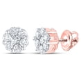 thumbnail image 1 of 14kt Rose Gold Womens Round Diamond Flower Cluster Earrings 1 Cttw, 1 of 1