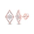 thumbnail image 1 of 14kt Rose Gold Womens Round Diamond Geometric Cluster Earrings 3/8 Cttw, 1 of 1