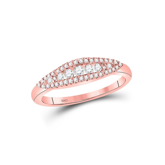 14kt Rose Gold Womens Round Diamond Modern Anniversary Band Ring 3/8 Cttw