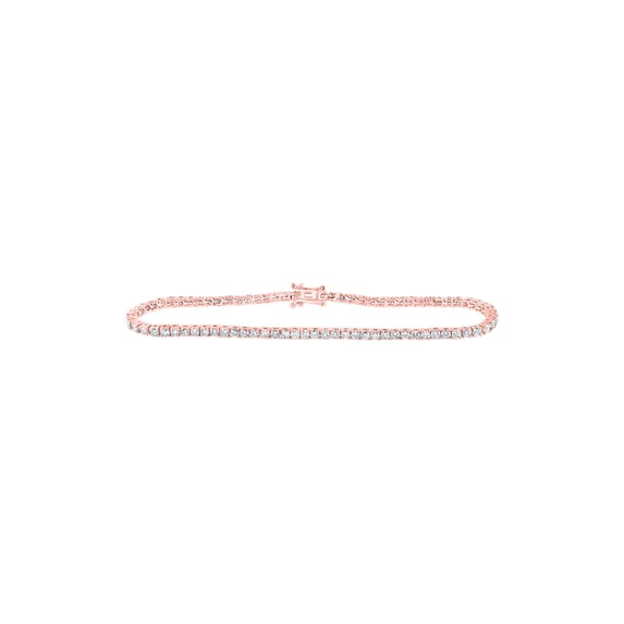14kt Rose Gold Womens Round Diamond Single Row Tennis Bracelet 3-3/8 Cttw