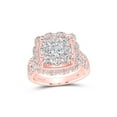 thumbnail image 1 of 14kt Rose Gold Womens Round Diamond Square Flower Cluster Ring 2 Cttw, 1 of 1