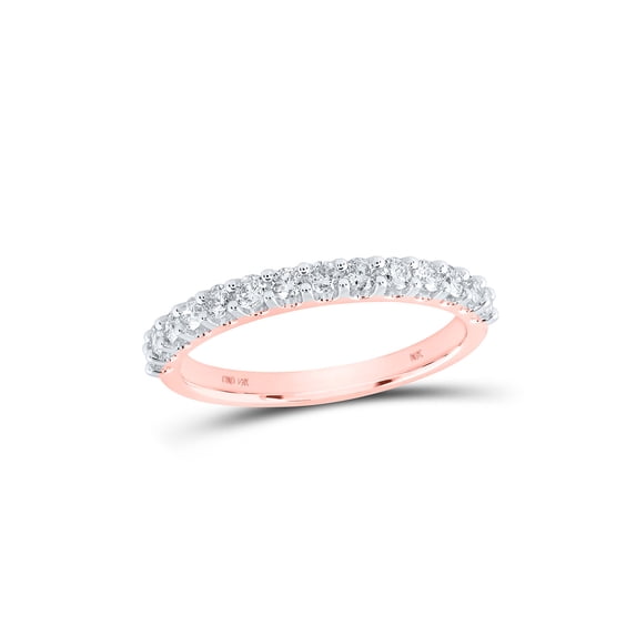 14kt Rose Gold Womens Round Diamond Wedding Band 1/2 Cttw