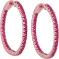 thumbnail image 1 of 14kt Rose Gold Womens Round Ruby Hoop Earrings 1-3/4 Cttw, 1 of 1