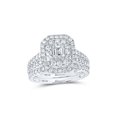 thumbnail image 1 of 14kt Two-tone Gold Emerald Diamond Halo Bridal Wedding Ring Band Set 2 Cttw, 1 of 1