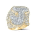 thumbnail image 1 of 14kt Two-tone Gold Mens Baguette Diamond J Initial Letter Ring 7-7/8 Cttw, 1 of 1